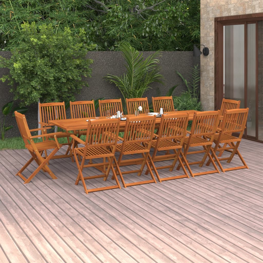 vidaXL 13 Piece Garden Dining Set Solid Acacia Wood