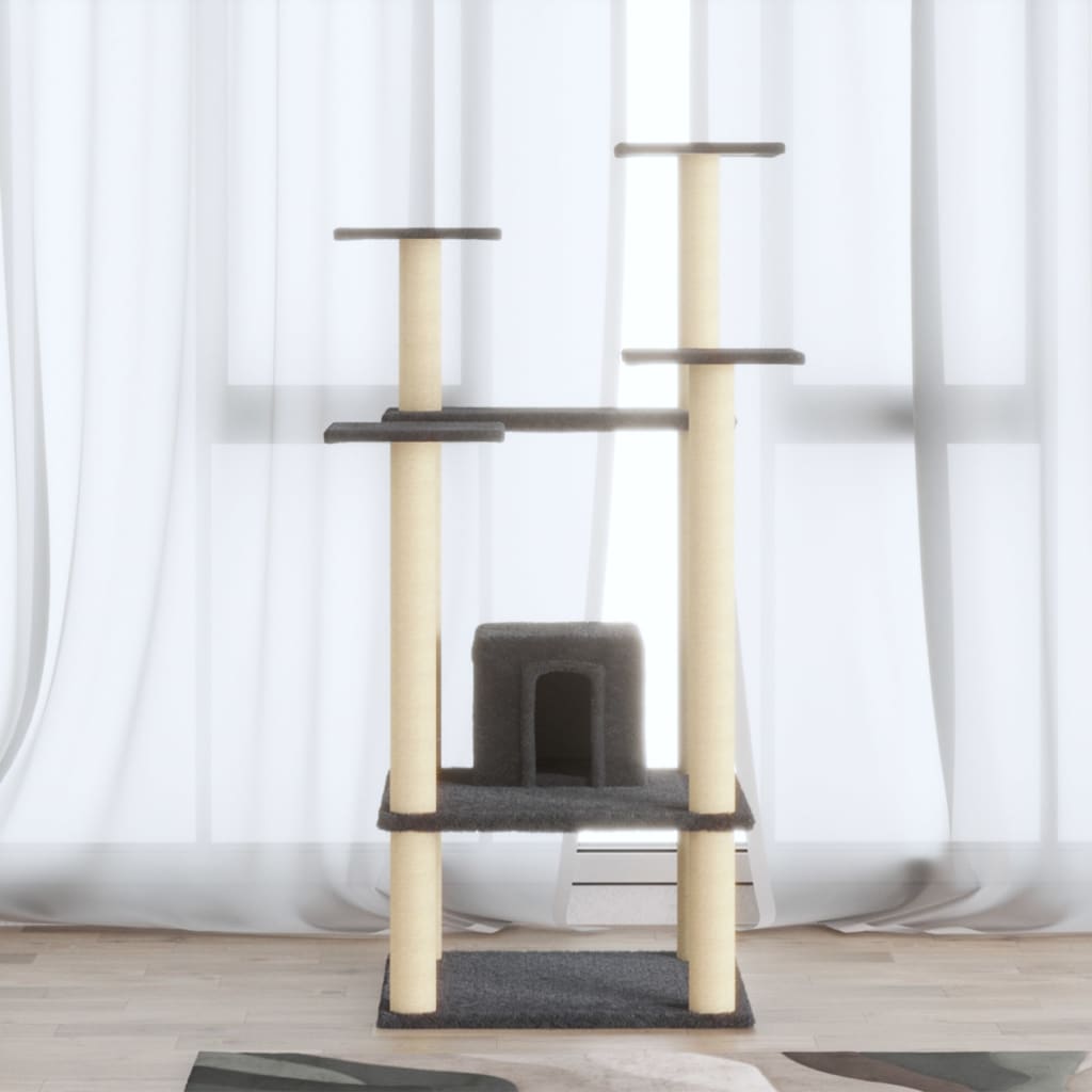 vidaXL Cat Tree with Sisal Scratching Posts Dark Grey 110 cm