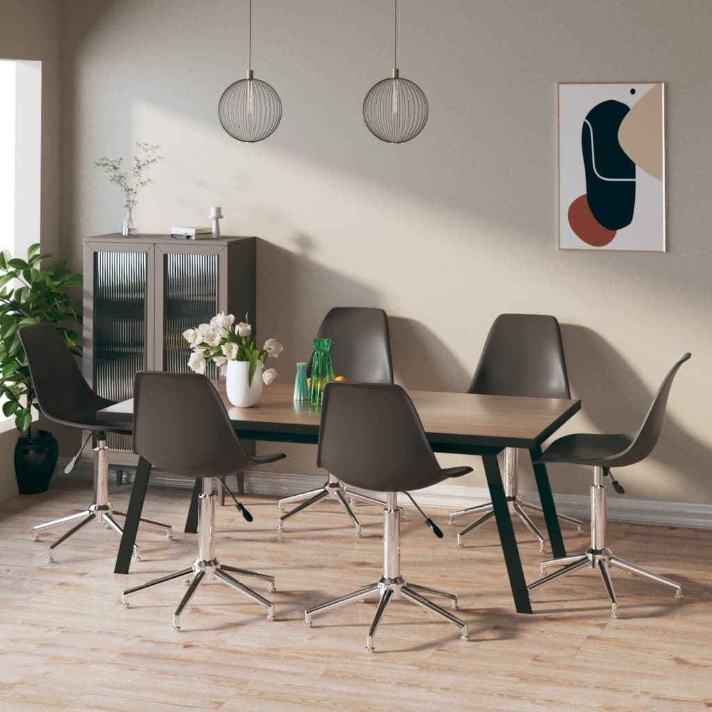 vidaXL Swivel Dining Chairs 6 pcs Light Grey PP