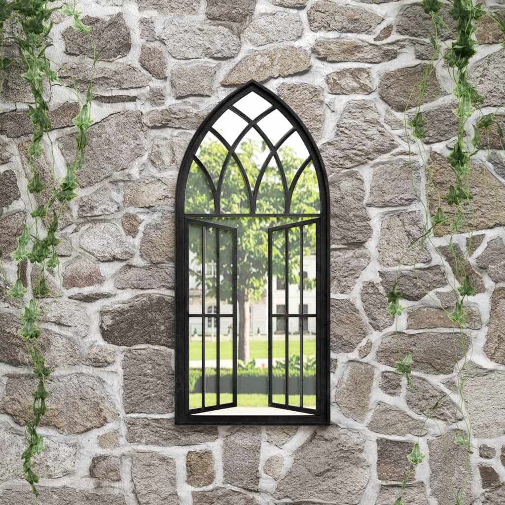 vidaXL Garden Mirror Black 100x45 cm Iron for Outdoor Use