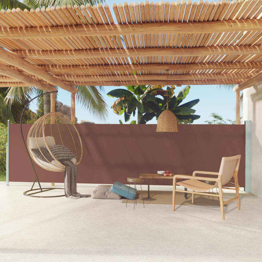 vidaXL Patio Retractable Side Awning 140x600 cm Brown
