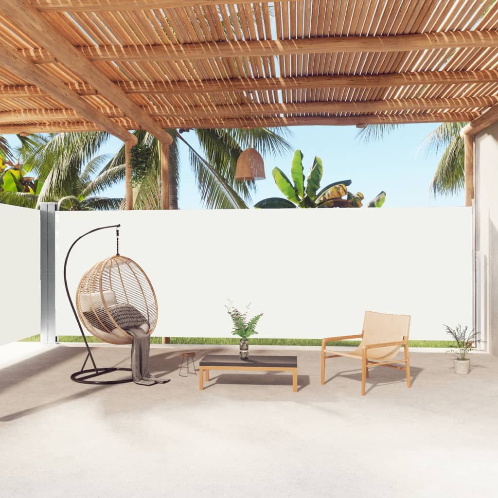 vidaXL Retractable Side Awning Cream 200x1000 cm