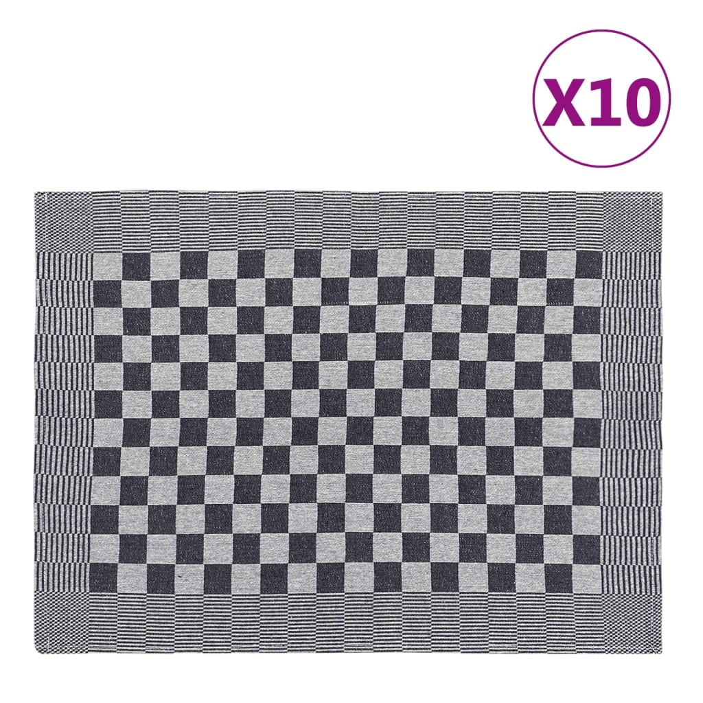 vidaXL Kitchen Towels 10 pcs Black and White 50x70 cm Cotton
