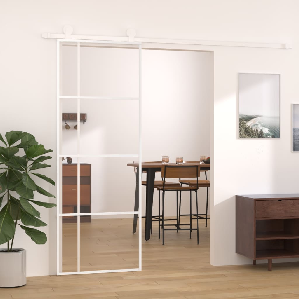 vidaXL Sliding Door ESG Glass and Aluminium 76x205 cm White