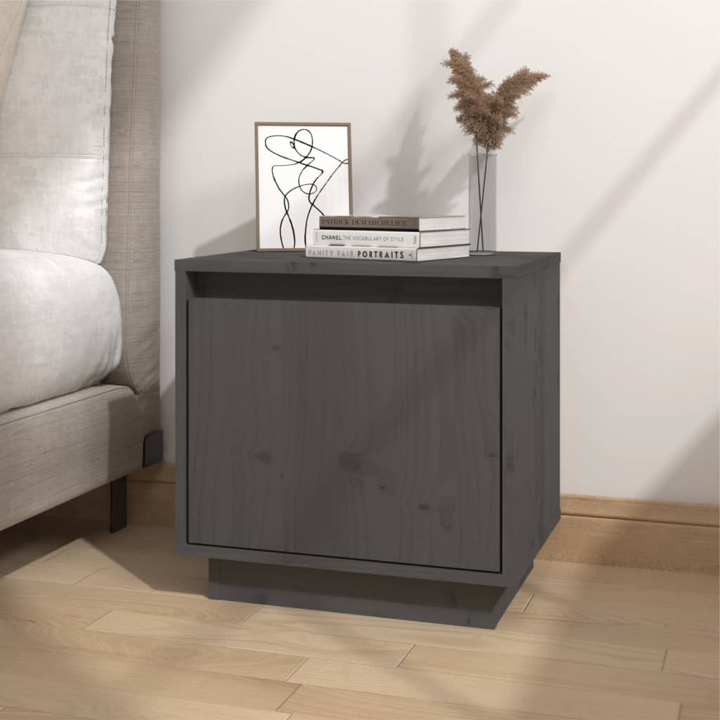 vidaXL Bedside Cabinet Grey 40x30x40 cm Solid Wood Pine