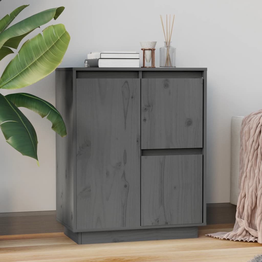 vidaXL Sideboard Grey 60x34x75 cm Solid Wood Pine