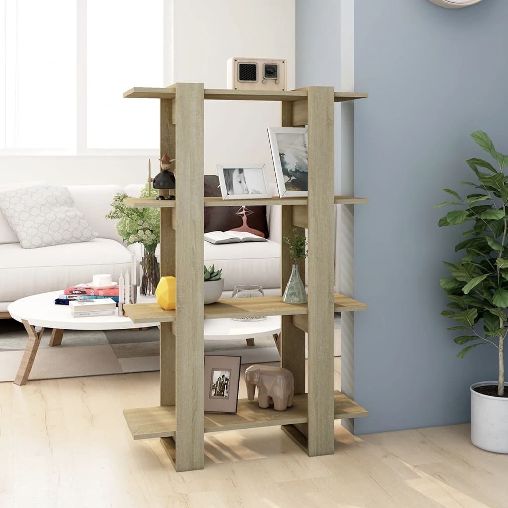 vidaXL Book Cabinet/Room Divider Sonoma Oak 80x30x123.5 cm