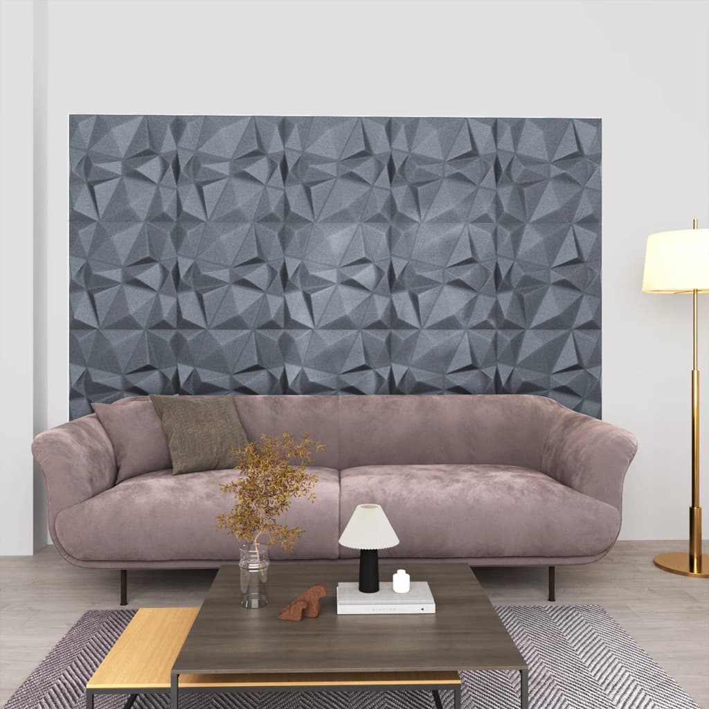 vidaXL 3D Wall Panels 24 pcs 50x50 cm Diamond Grey 6 mŒ_