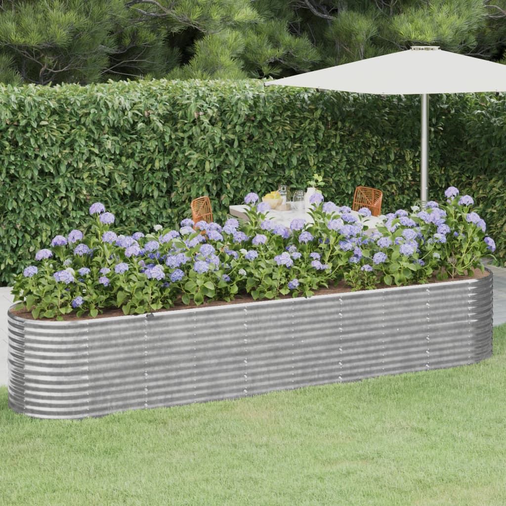 vidaXL Garden Raised Bed Powder-coated Steel 368x80x68 cm Silver