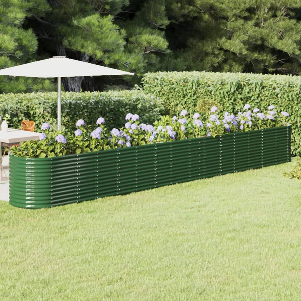 vidaXL Garden Raised Bed Powder-coated Steel 620x80x68 cm Green