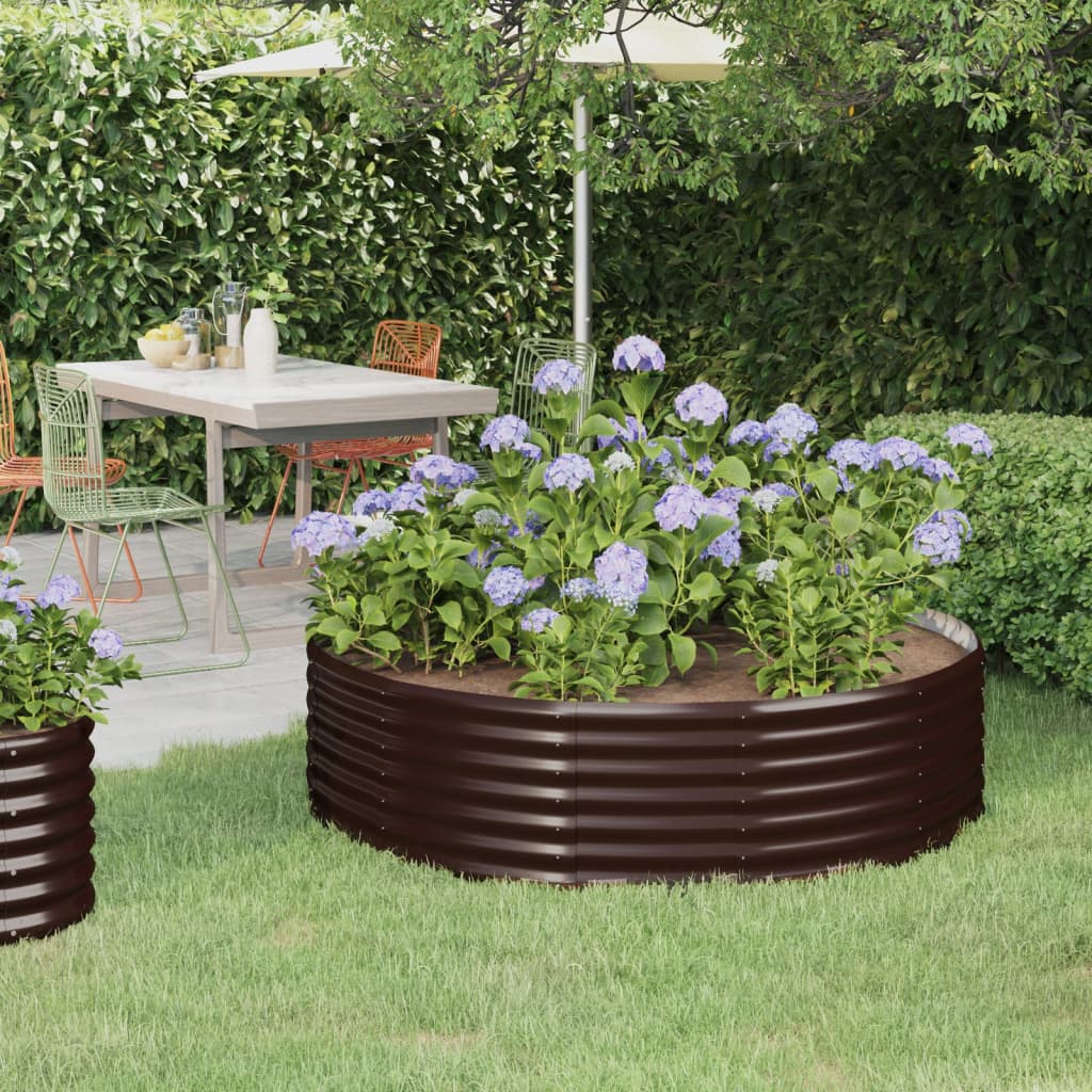 vidaXL Garden Raised Bed Powder-coated Steel 140x140x36 cm Brown