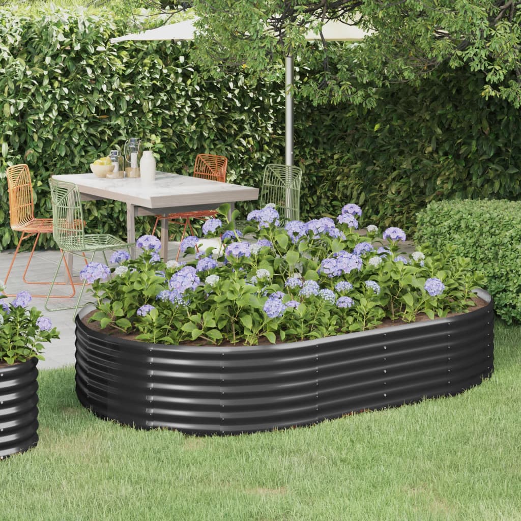 vidaXL Garden Raised Bed Powder-coated Steel 214x140x36 cm Anthracite