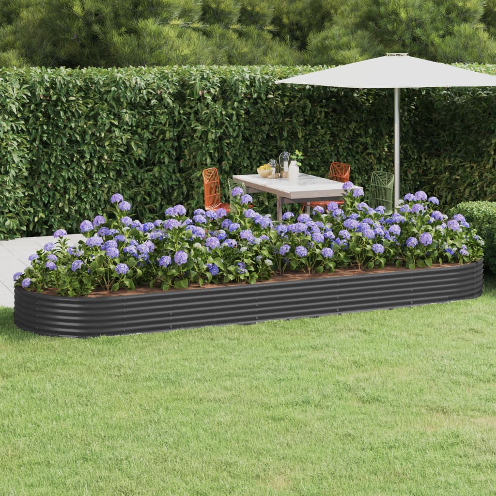 vidaXL Garden Raised Bed Powder-coated Steel 450x140x36 cm Anthracite