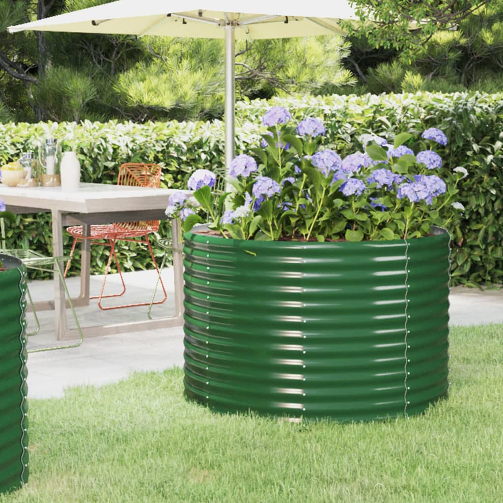 vidaXL Garden Raised Bed Powder-coated Steel 100x100x68 cm Green