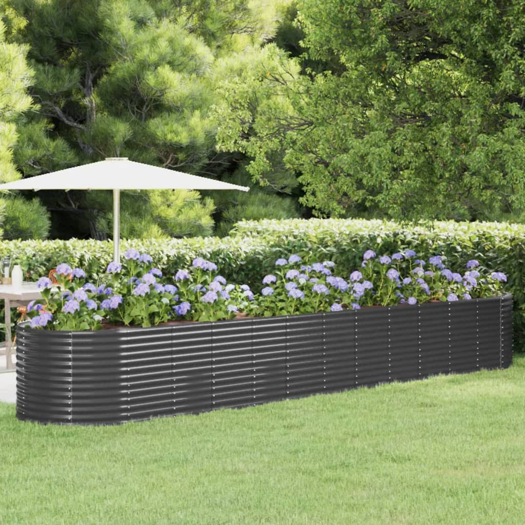 vidaXL Garden Raised Bed Powder-coated Steel 507x100x68 cm Anthracite