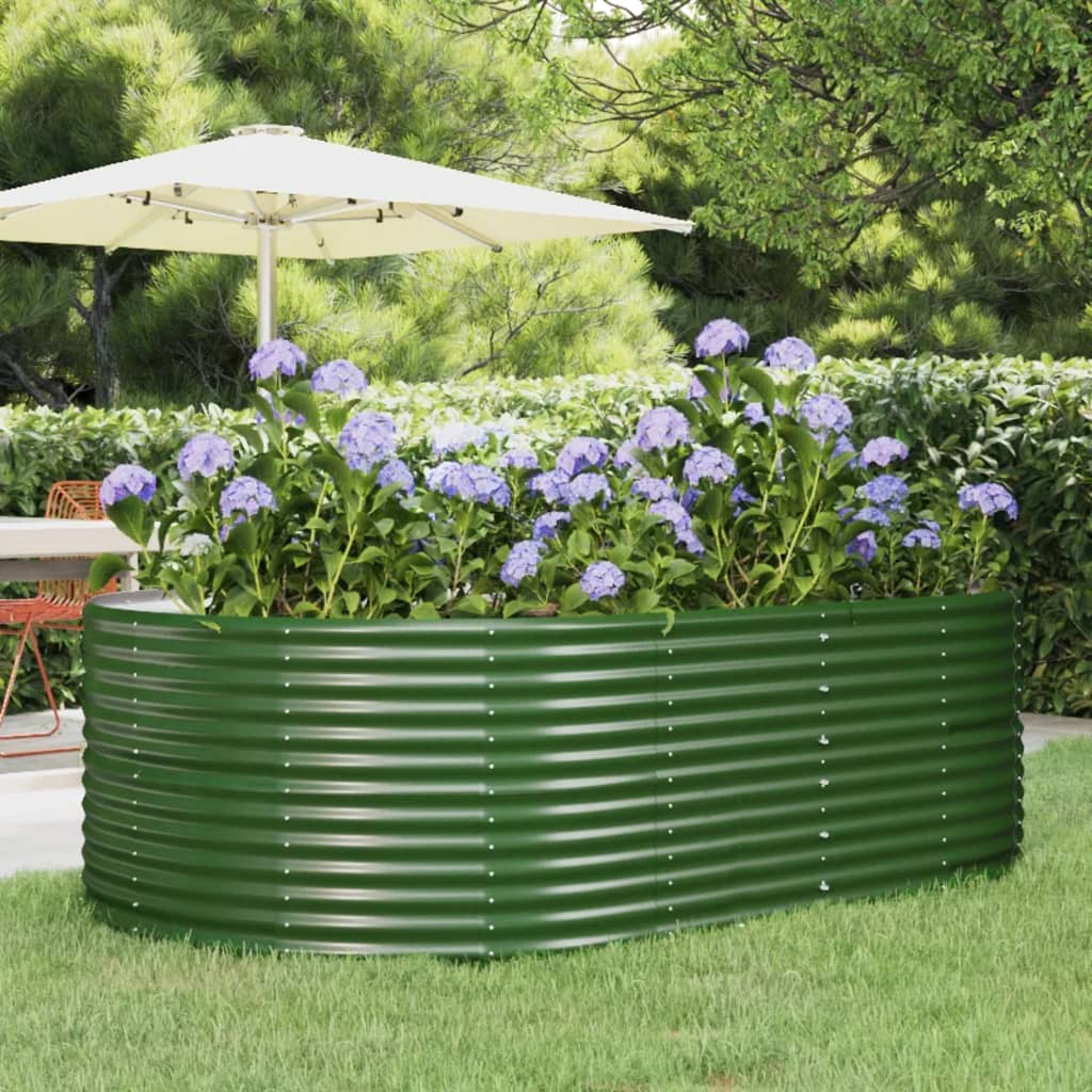 vidaXL Garden Raised Bed Green 212x140x68 cm Powder-coated Steel