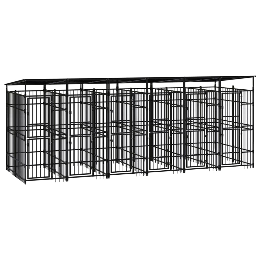 vidaXL Outdoor Dog Kennel with Roof Steel 11.06 mŒ_