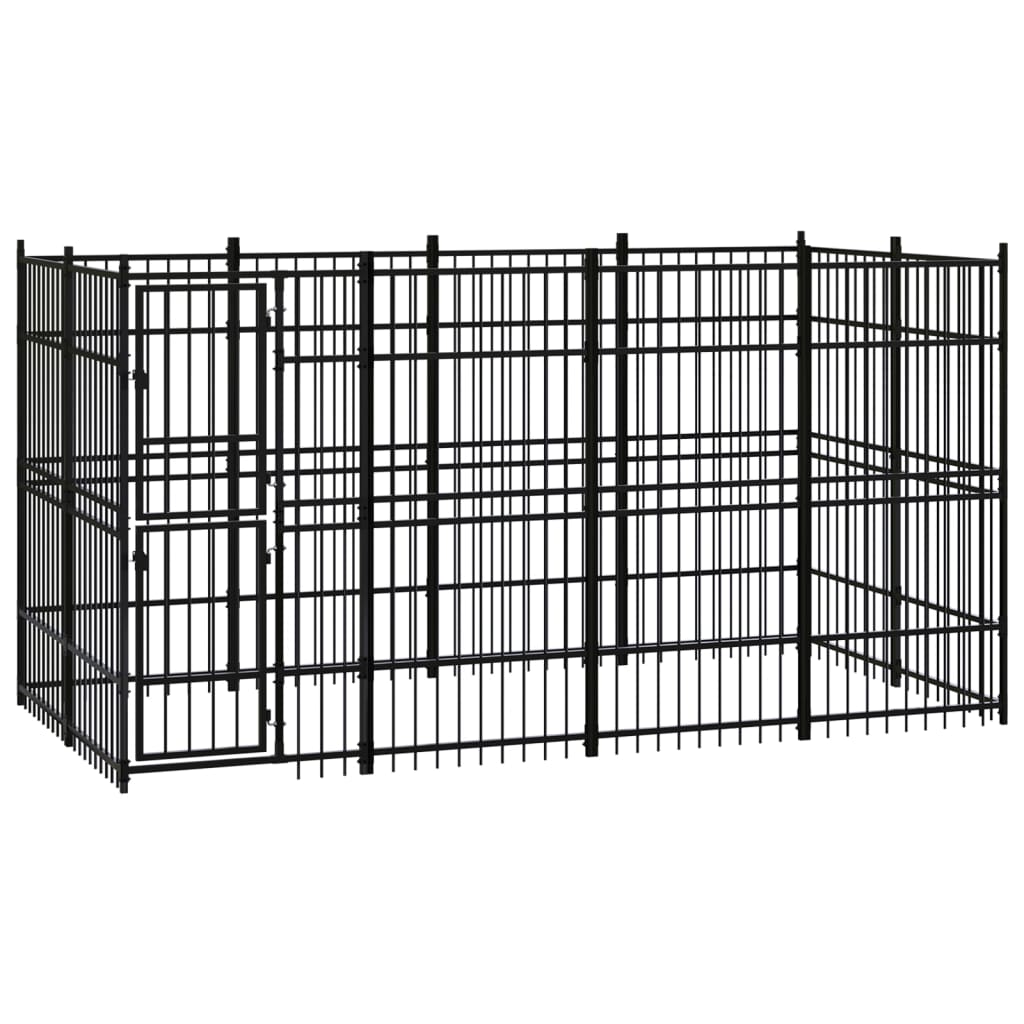 vidaXL Outdoor Dog Kennel Steel 7.37 mŒ_