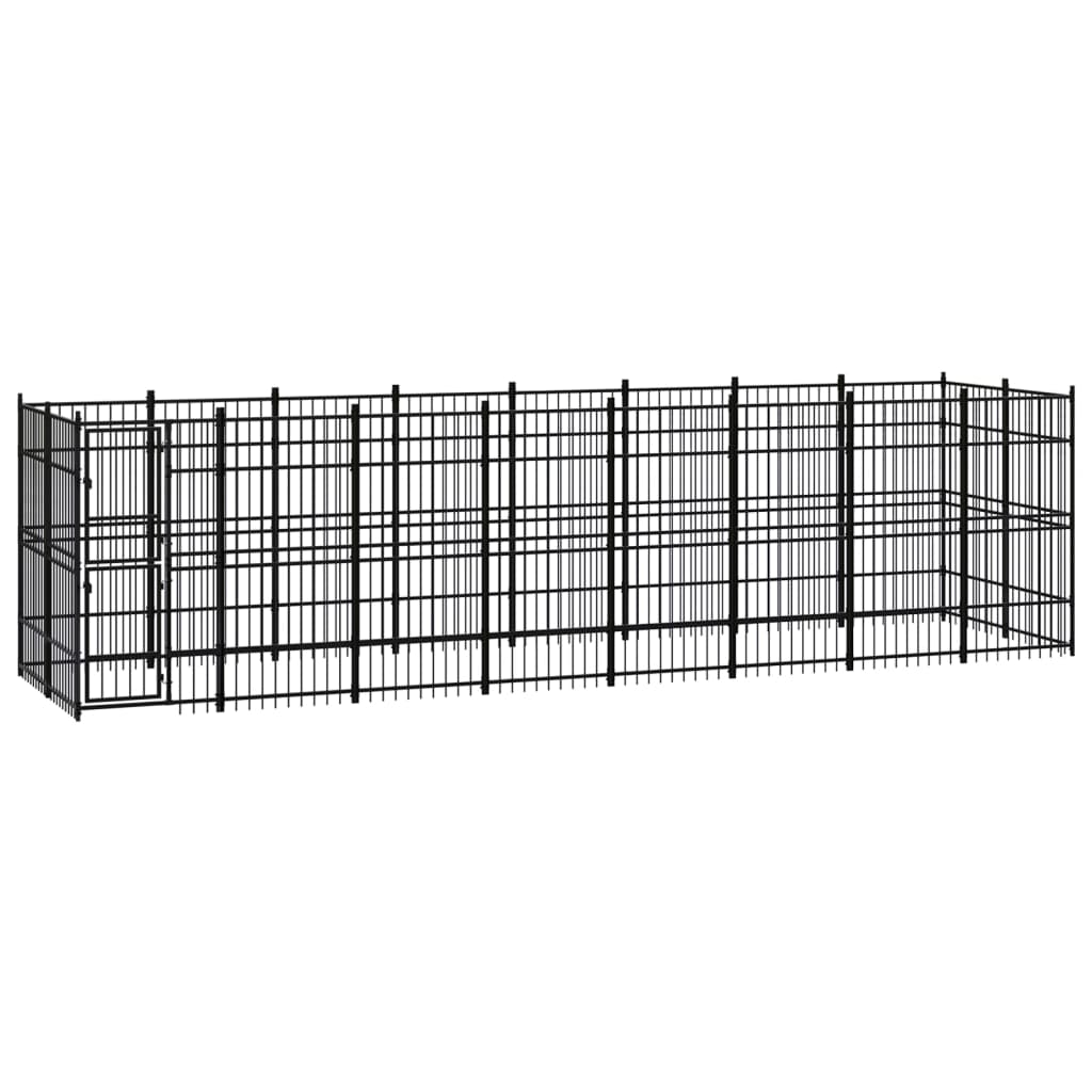 vidaXL Outdoor Dog Kennel Steel 14.75 mŒ_