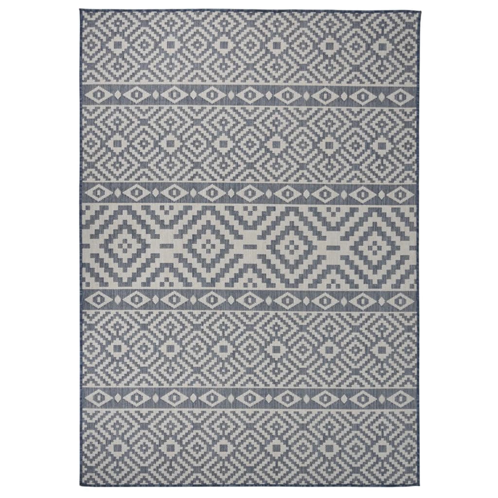 vidaXL Outdoor Flatweave Rug 120x170 cm Blue Stripes