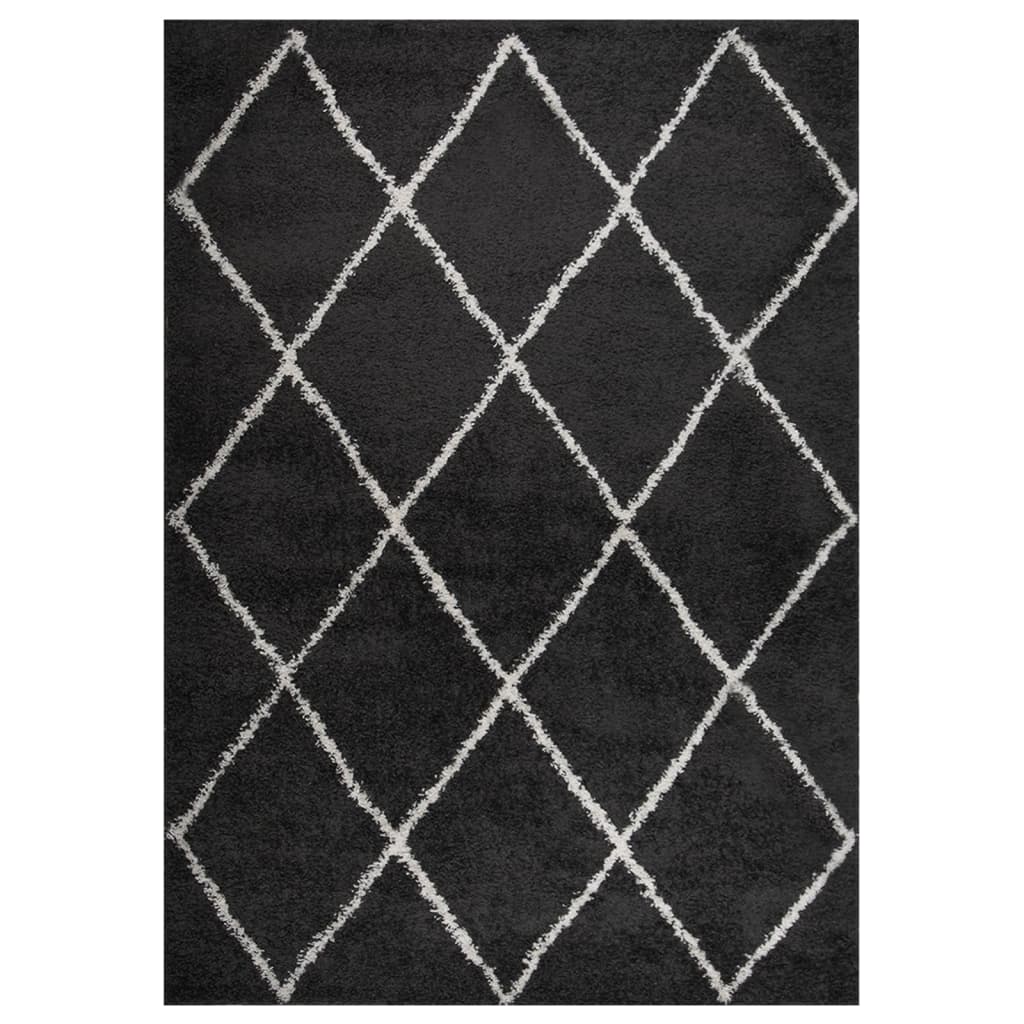 vidaXL Shaggy Rug High Pile Cream and Anthracite 120x170 cm