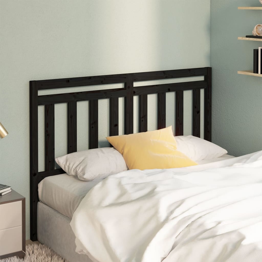 vidaXL Bed Headboard Black 156x4x100 cm Solid Wood Pine