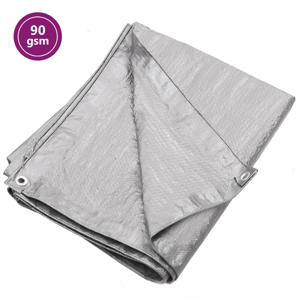 vidaXL Tarpaulin 90 g/mŒ_ 8x10 m Grey HDPE