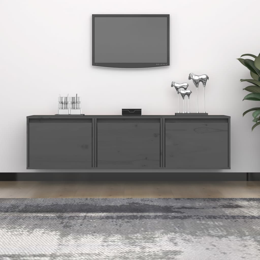 vidaXL TV Cabinets 3 pcs Grey Solid Wood Pine