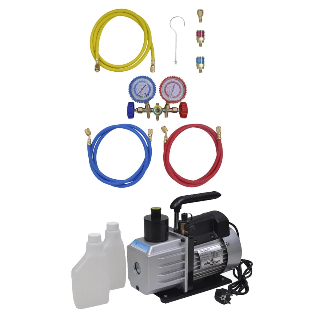 vidaXL Vacuum Pump with 2-way Manifold Gauge Set for Air Conditioning