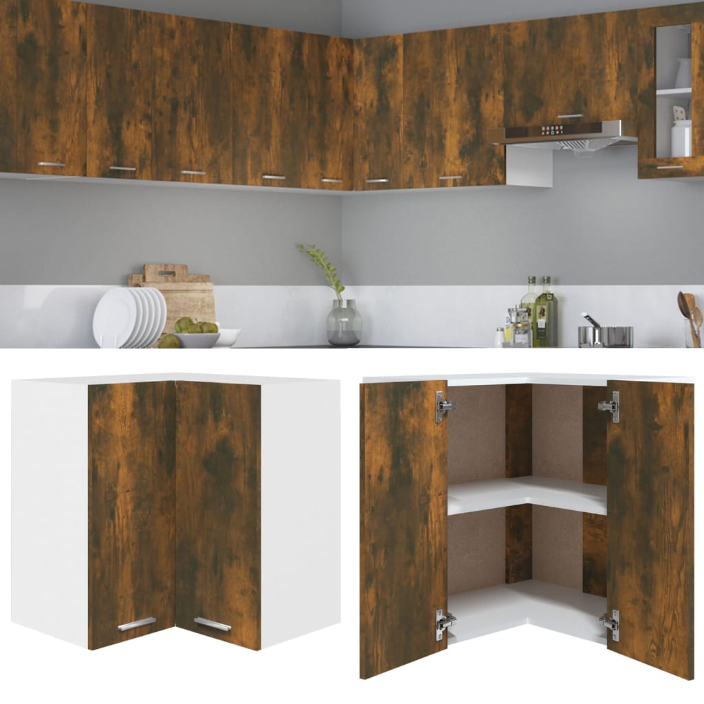 vidaXL Hanging Corner Cabinet Smoked Oak 57x57x60 cm Engineered Wood