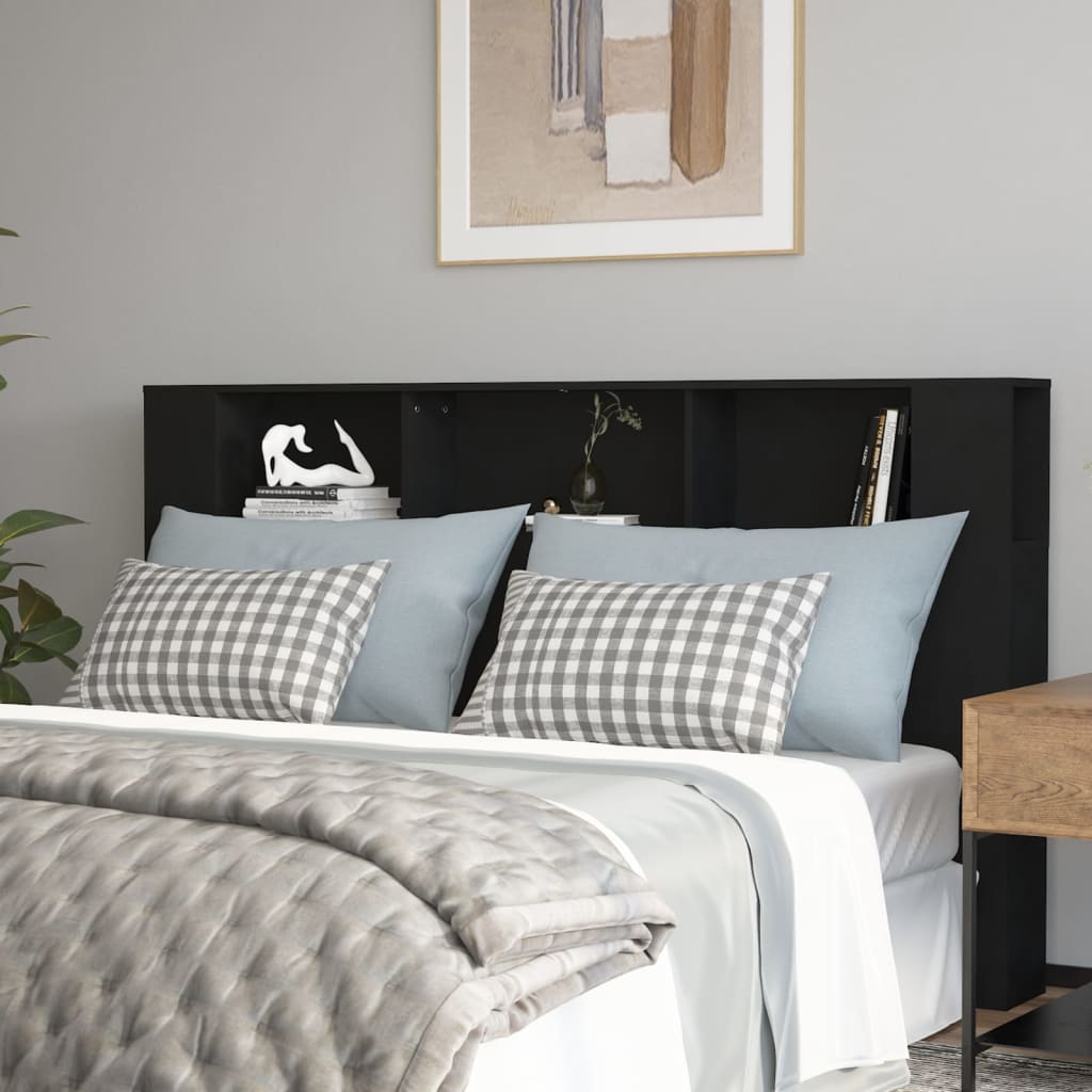 vidaXL Headboard Cabinet Black 180x18.5x104.5 cm
