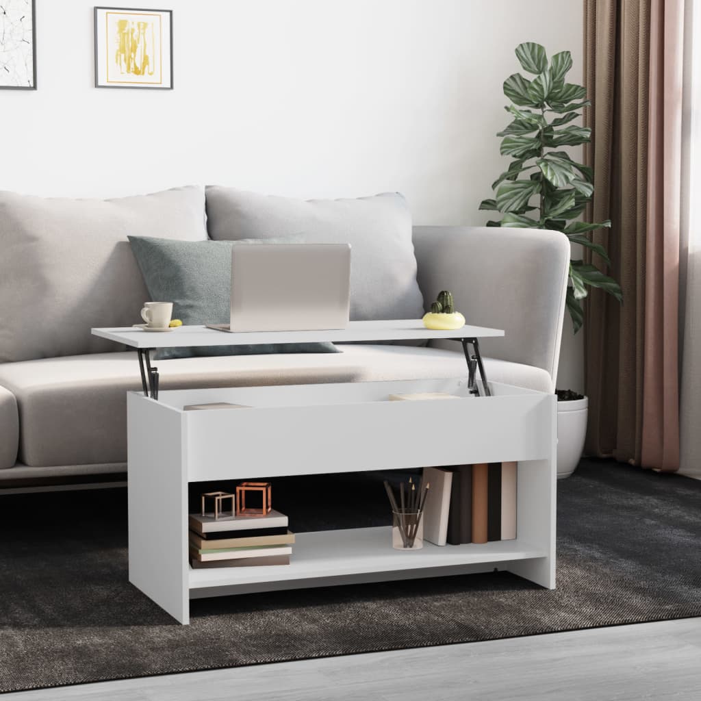809647 vidaXL Coffee Table White 102x50x52,5 cm Engineered Wood