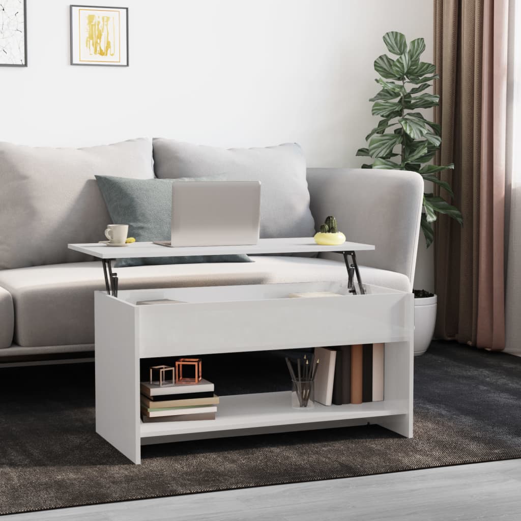 809653 vidaXL Coffee Table High Gloss White 102x50x52,5 cm Engineered Wood