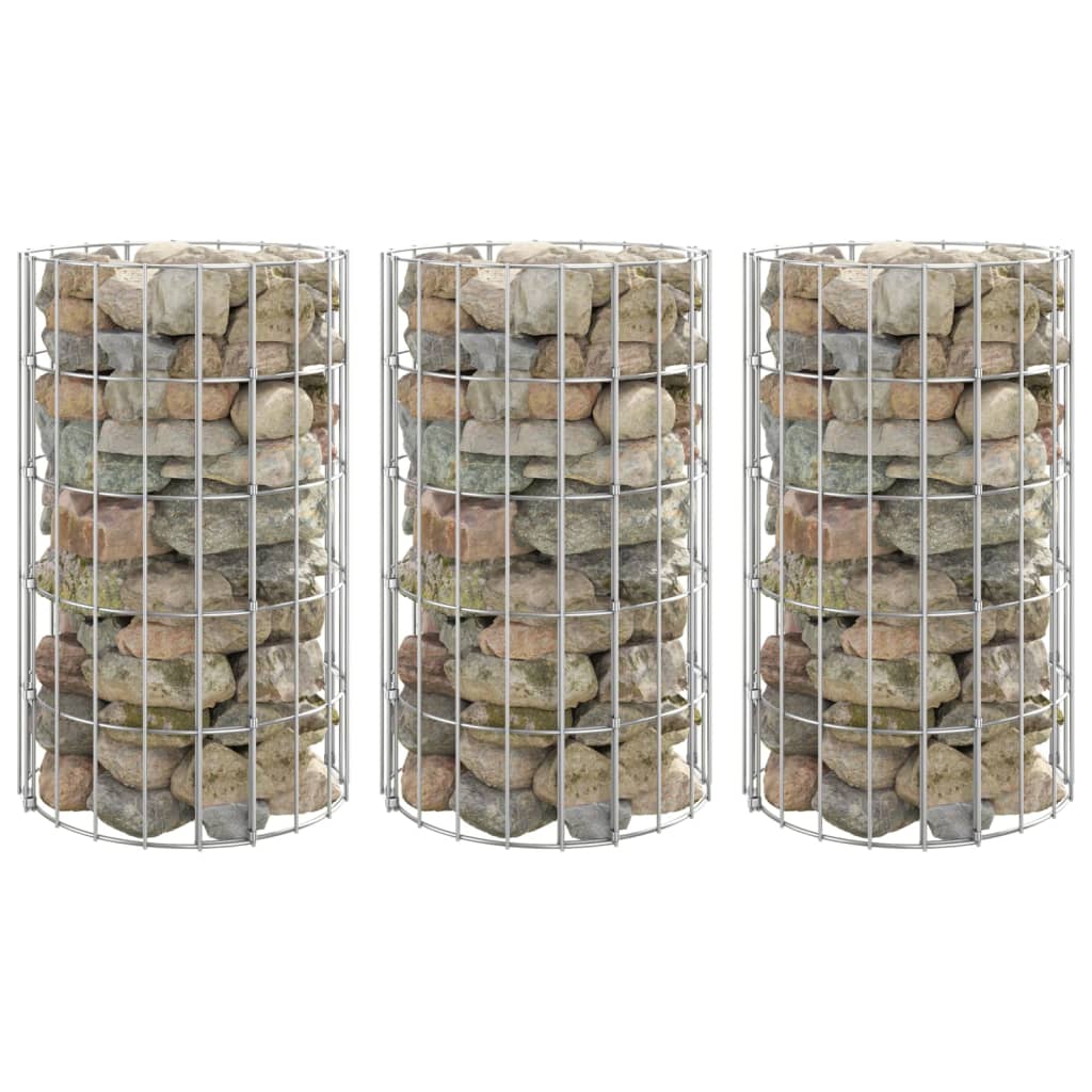 vidaXL Circular Gabion Raised Beds 3 pcs Galvanised Steel íÖ30x50 cm