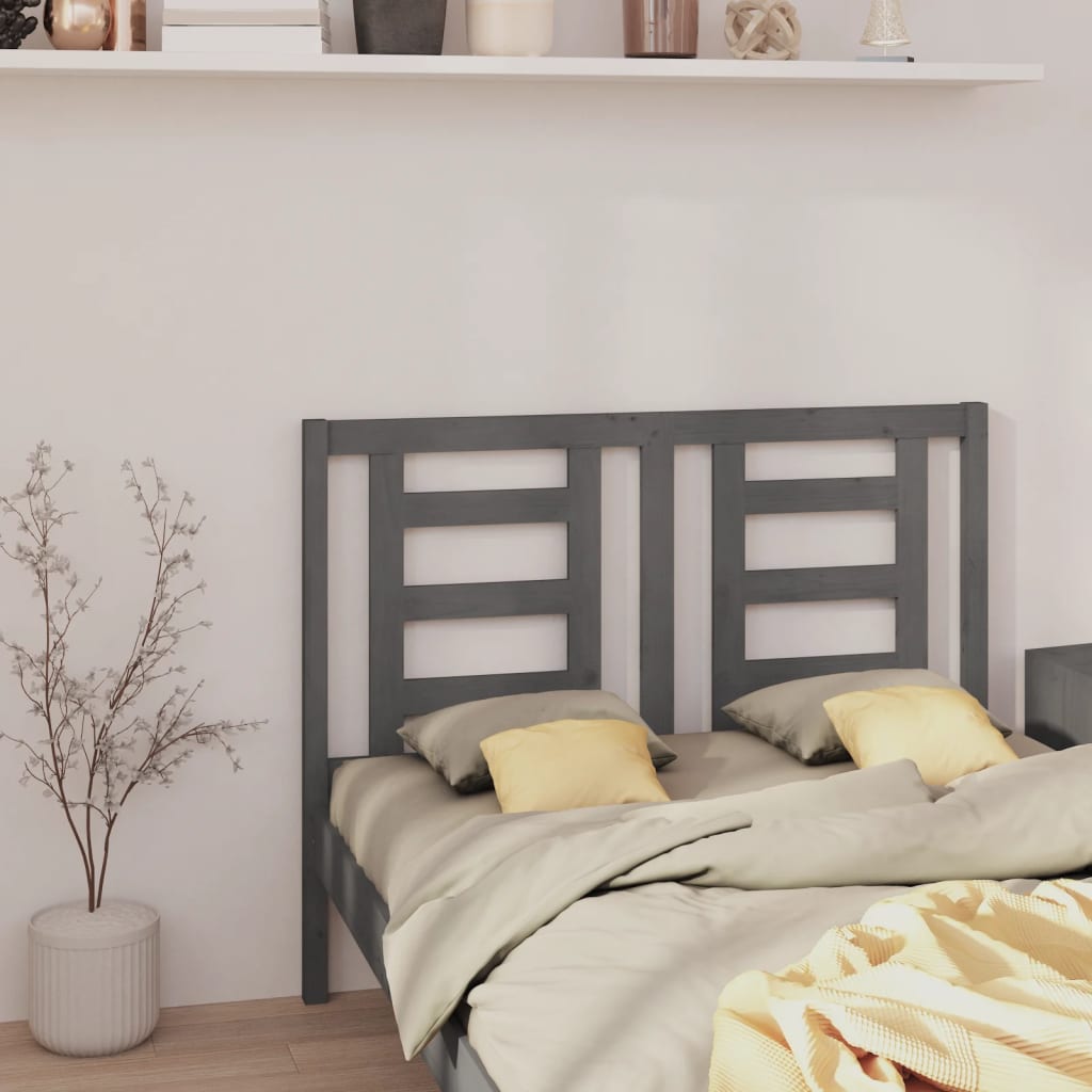 vidaXL Bed Headboard Grey 126x4x100 cm Solid Wood Pine