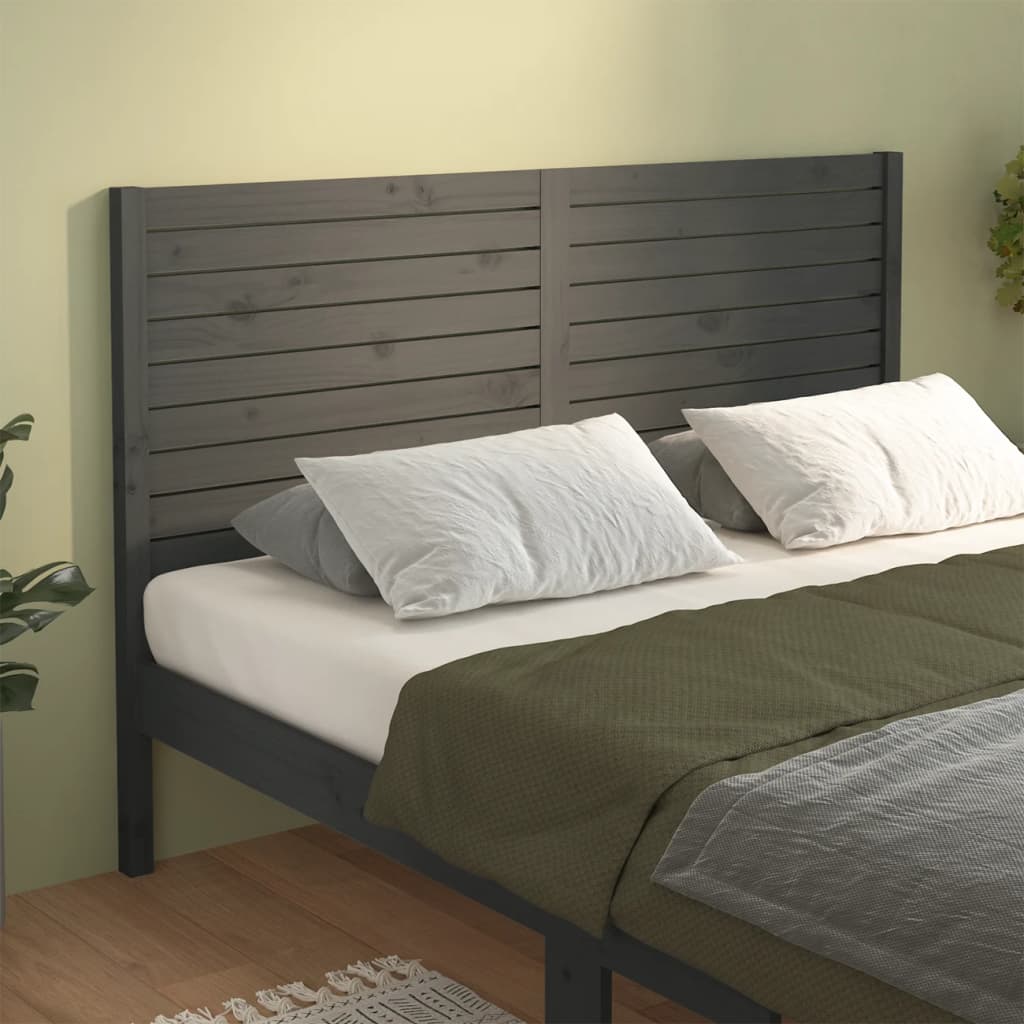 vidaXL Bed Headboard Grey 206x4x100 cm Solid Wood Pine