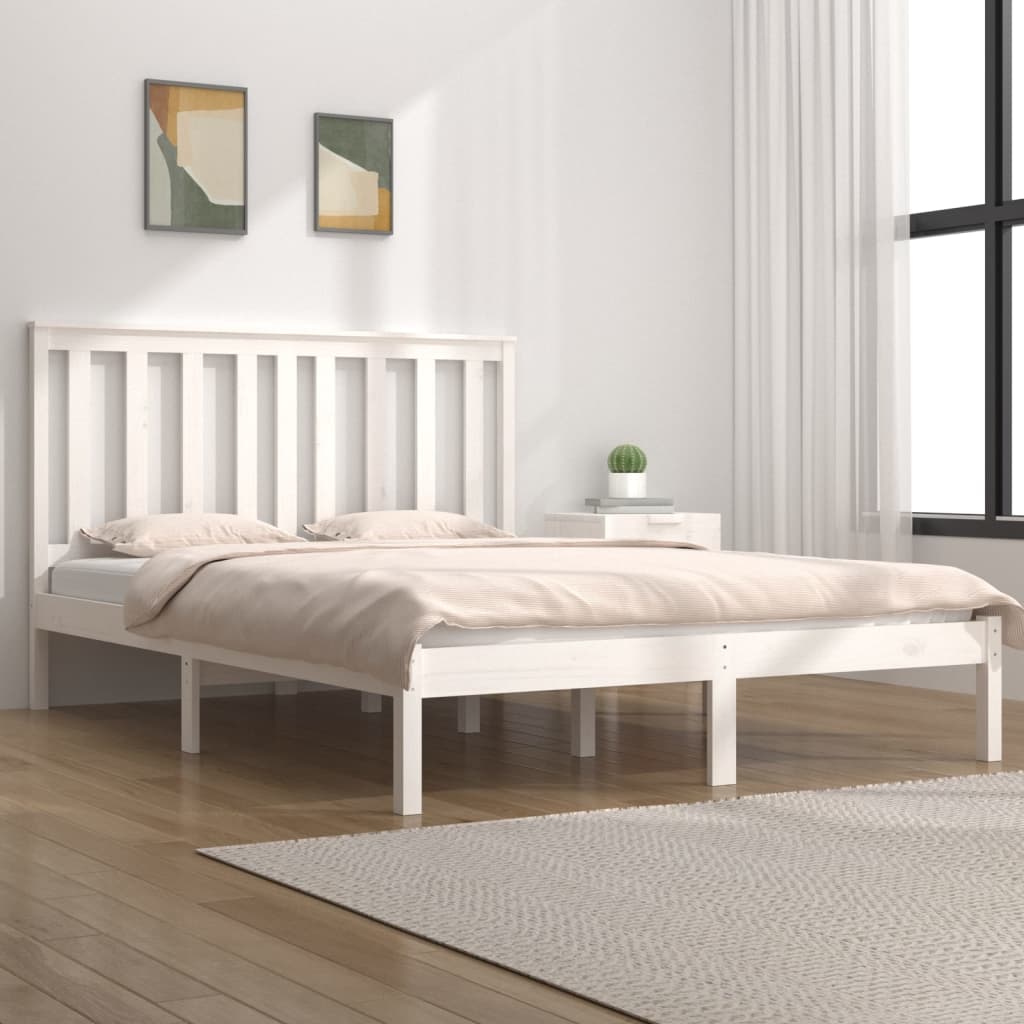 vidaXL Bed Frame White Solid Wood Pine 200x200 cm