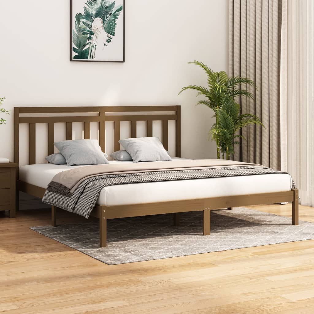 vidaXL Bed Frame Honey Brown Solid Wood 180x200 cm Super King Size