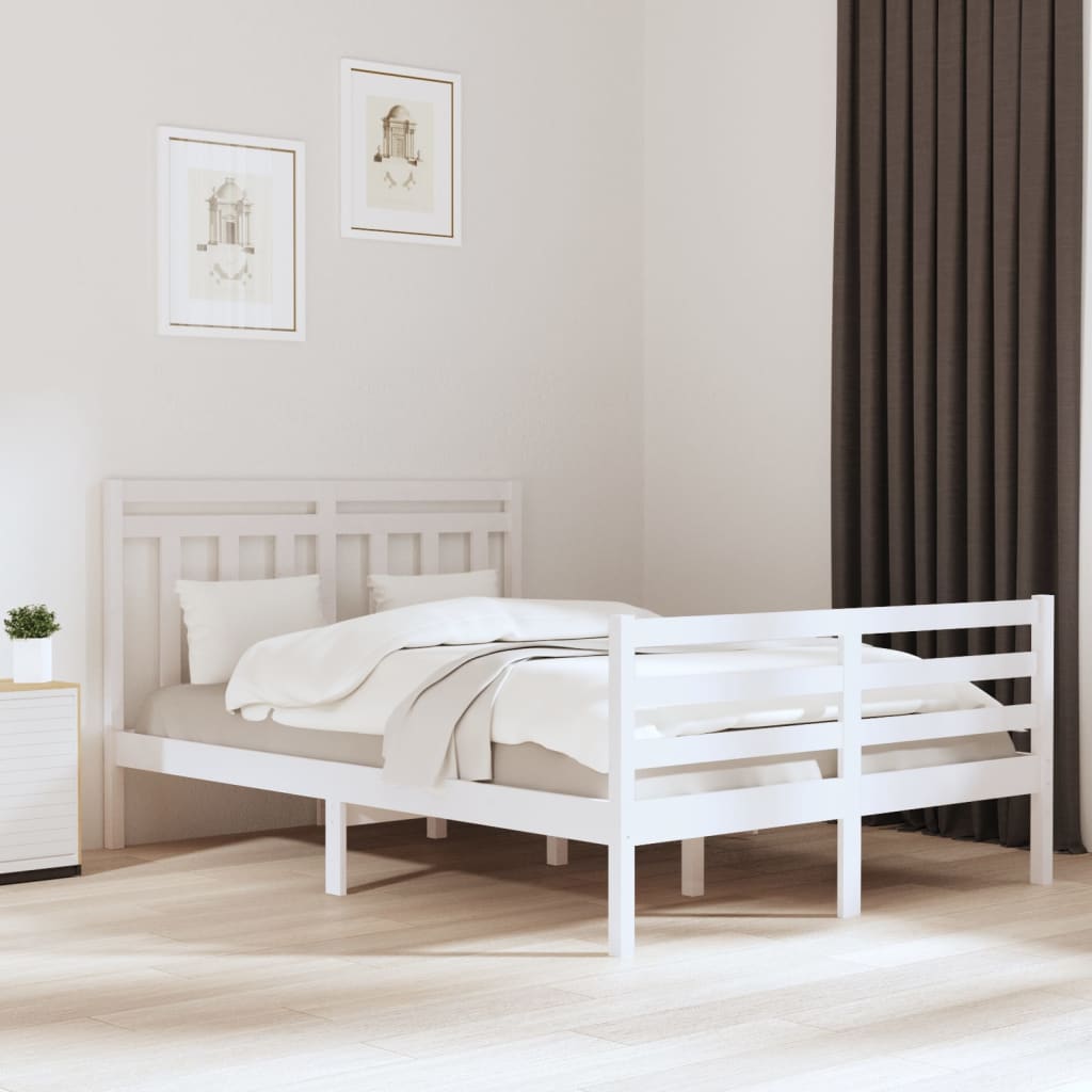 vidaXL Bed Frame White Solid Wood 120x200 cm