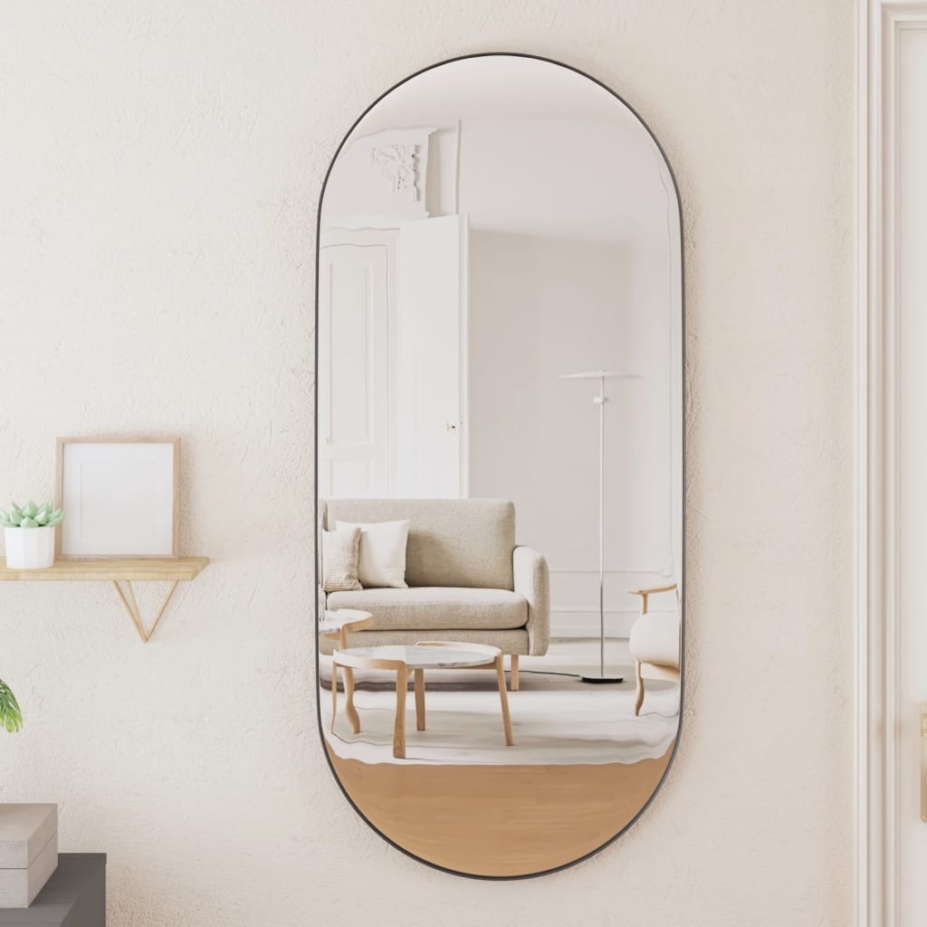 vidaXL Wall-mounted Mirror Black 40x90 cm Oval
