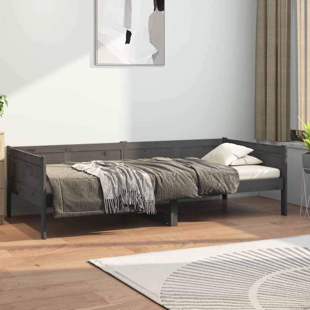 vidaXL Day Bed Grey Solid Wood Pine 80x200 cm