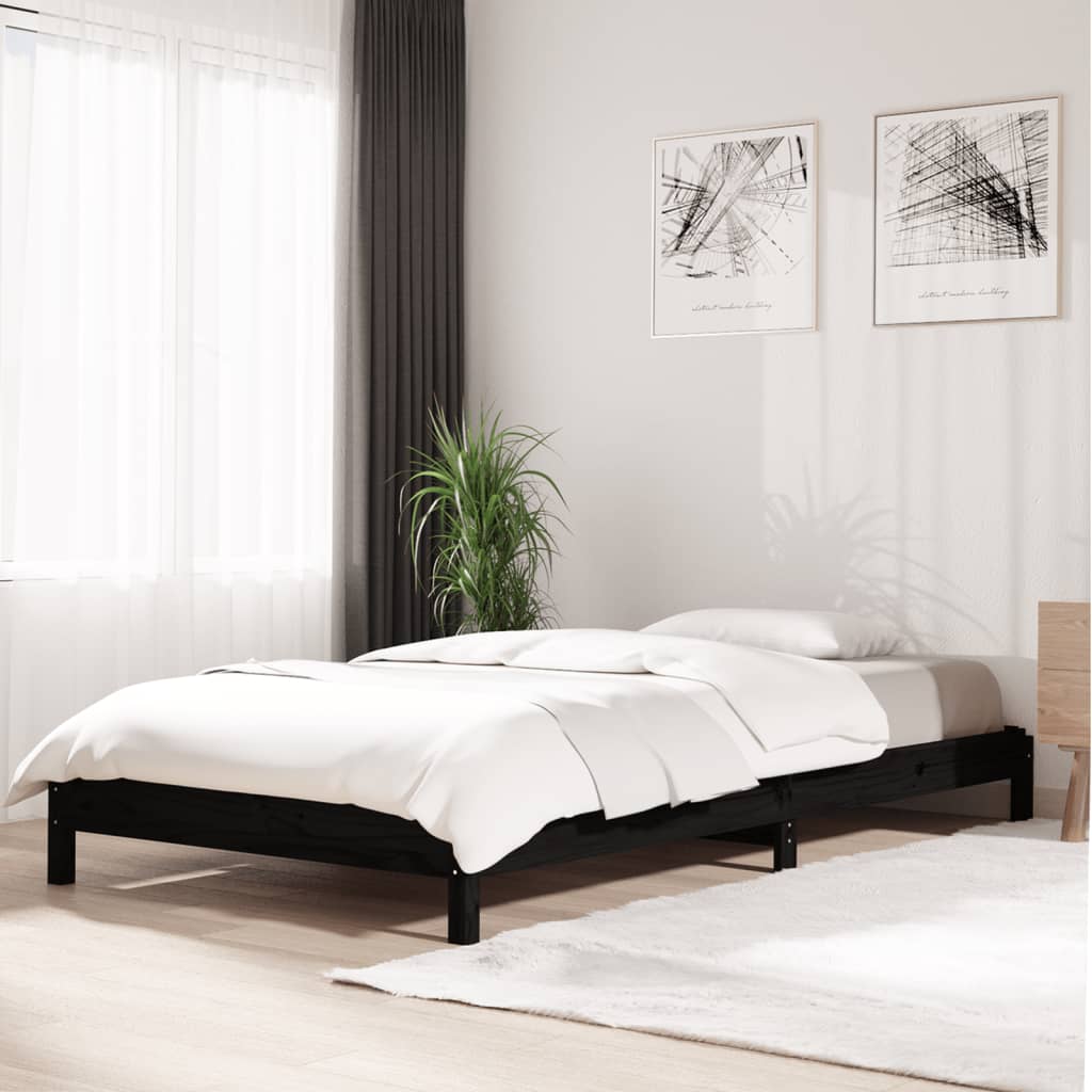 vidaXL Stack Bed Black 80x200 cm Solid Wood Pine