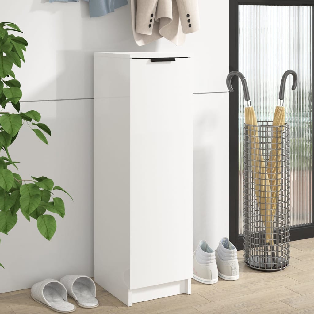 vidaXL Shoe Cabinet High Gloss White 30x35x100 cm Engineered Wood