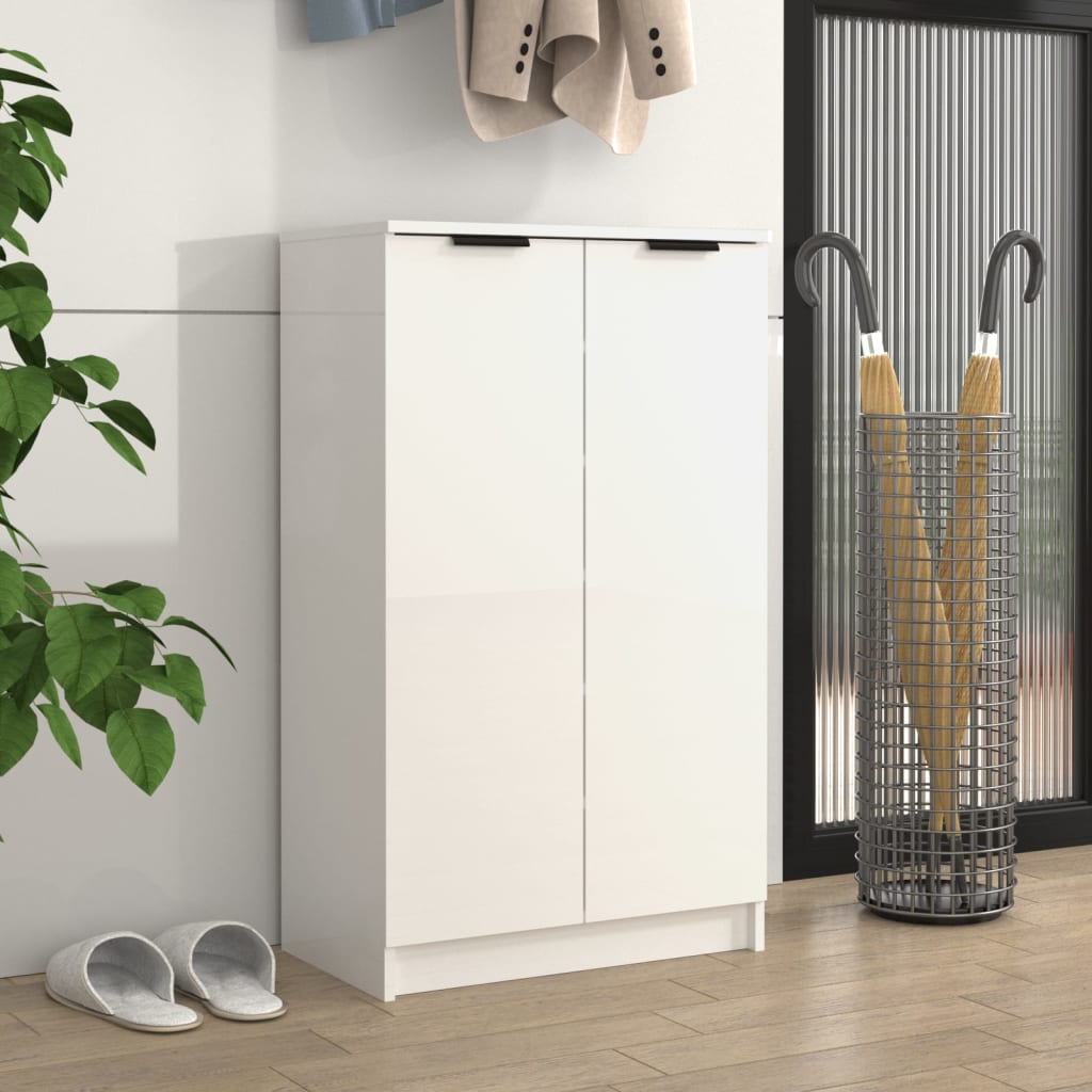 vidaXL Shoe Cabinet High Gloss White 59x35x100 cm Engineered Wood