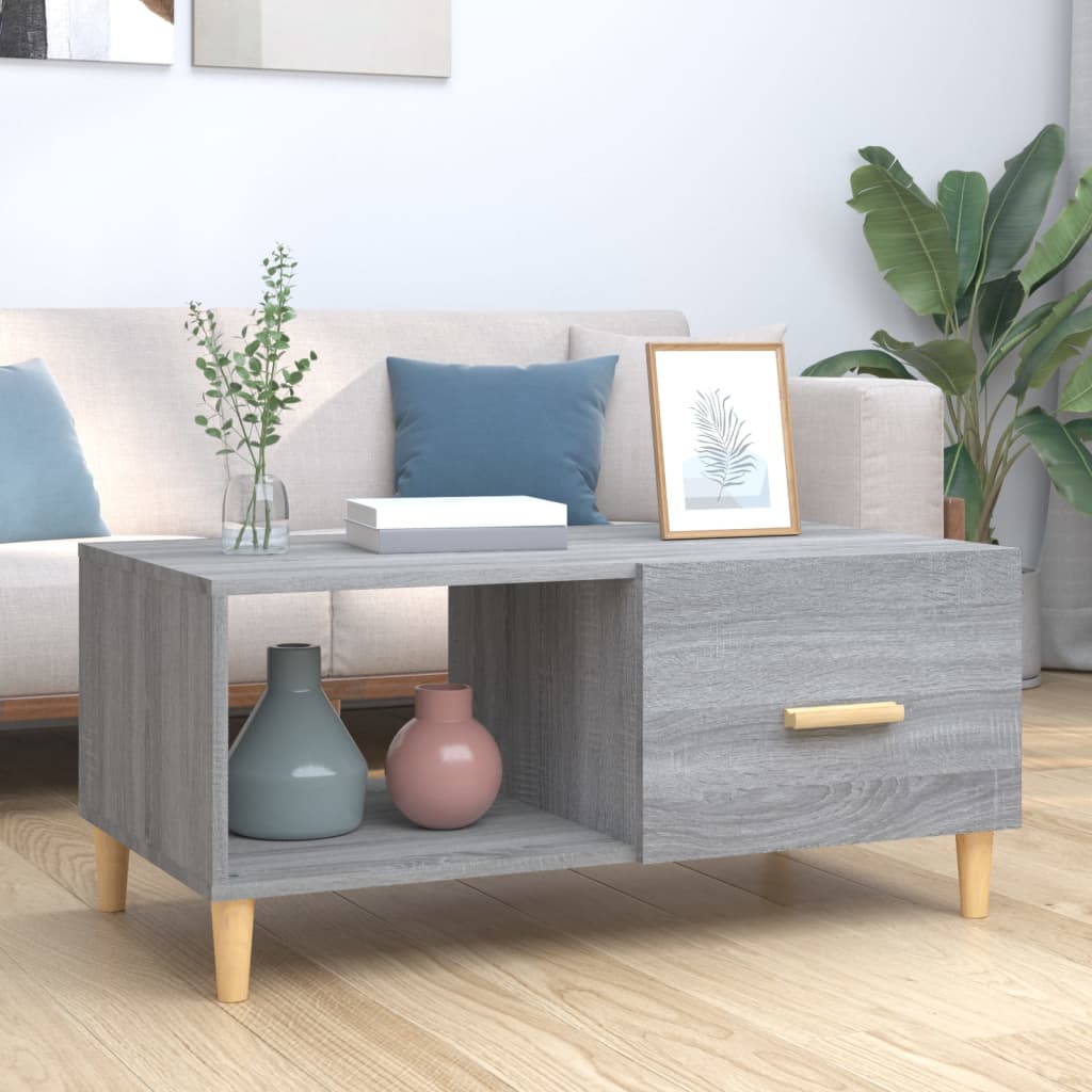 vidaXL Coffee Table Grey Sonoma 89,5x50x40 cm Engineered Wood