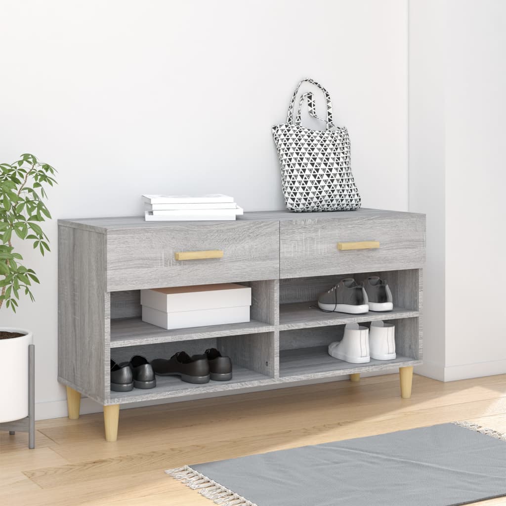 vidaXL Shoe Cabinet Grey Sonoma 102x35x55 cm Engineered Wood