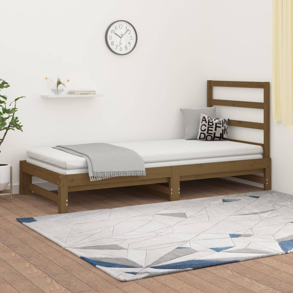 vidaXL Pull-out Day Bed Honey Brown 2x(90x190) cm Solid Wood Pine