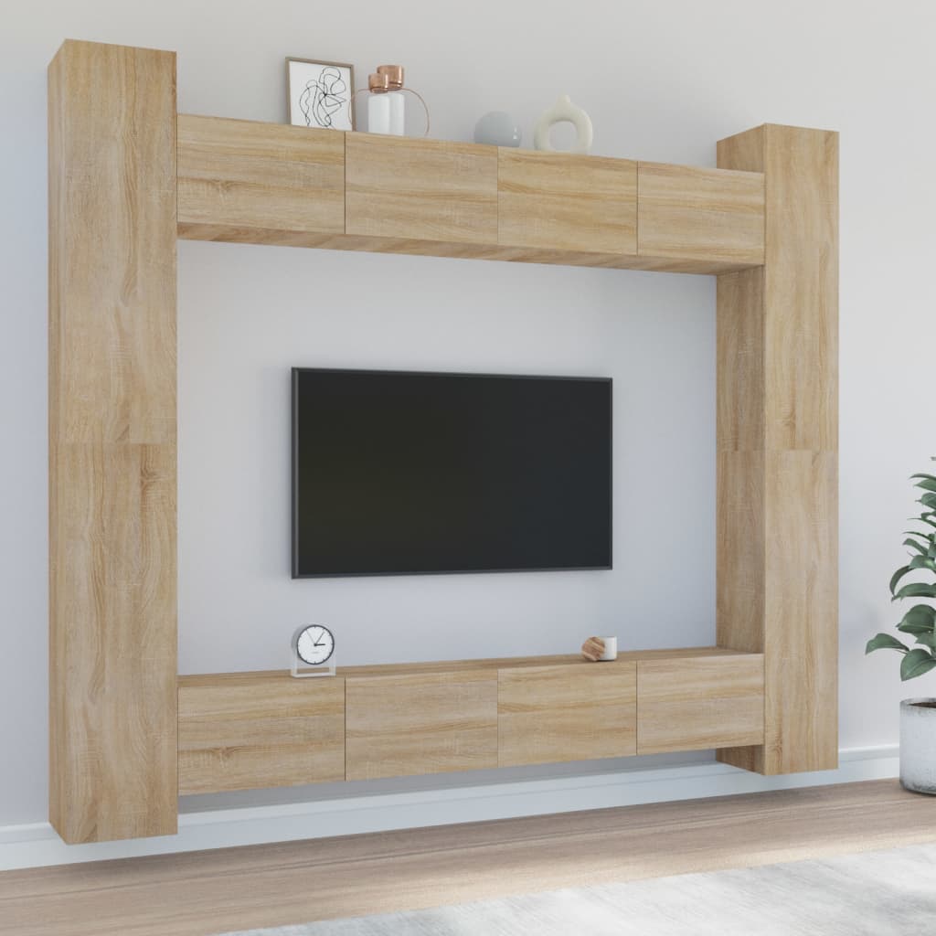 vidaXL 8 Piece TV Cabinet Set Sonoma Oak Engineered Wood