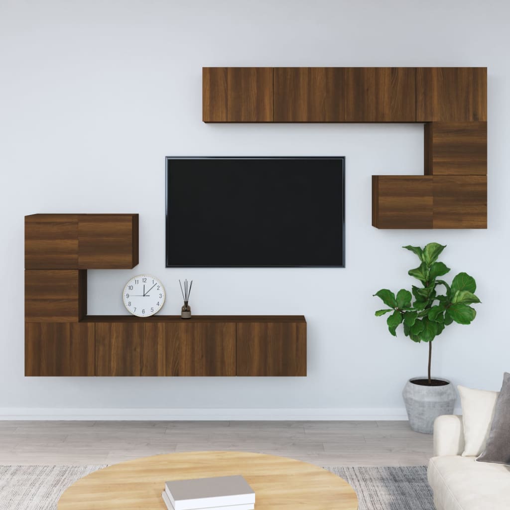 vidaXL Wall-mounted TV Cabinet Brown Oak Engineered Wood