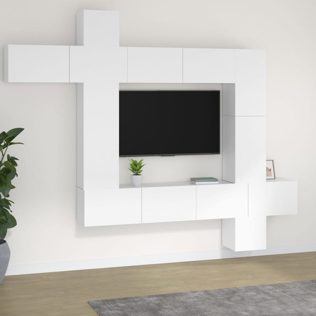 vidaXL 9 Piece TV Cabinet Set White Engineered Wood